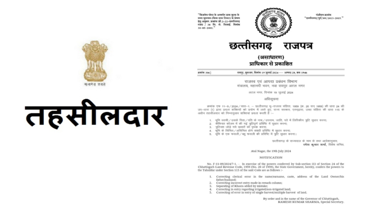 राजस्व मामले में आम जनता को मिलेगी बड़ी राहत, राज्य सरकार ने तहसीलदारों को दी 5 शक्तियां