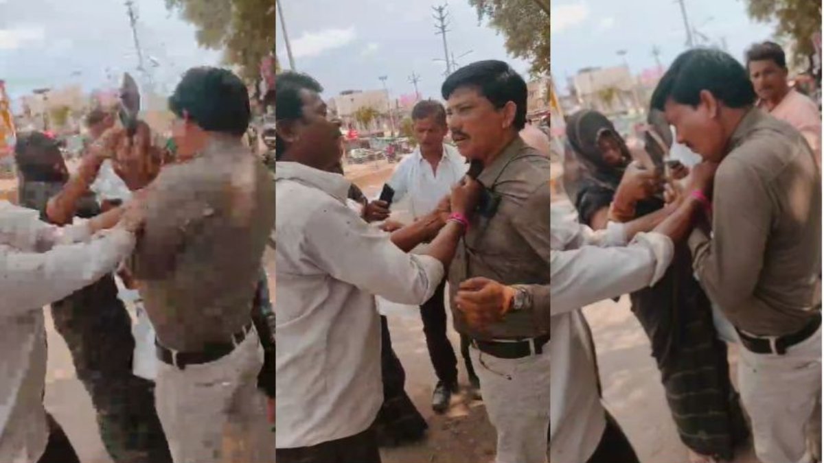 नेता जी की पिटाईः थाने के सामने दलित पति पत्नी ने चप्पलों से की जमकर धुनाई, Video वायरल