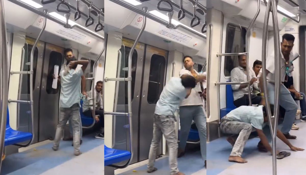 Delhi Metro में ‘चप्पल कांड’: दो युवक भिड़े तो होने लगी चप्पलबाजी, मची अफरा-तफरी, देखें VIDEO