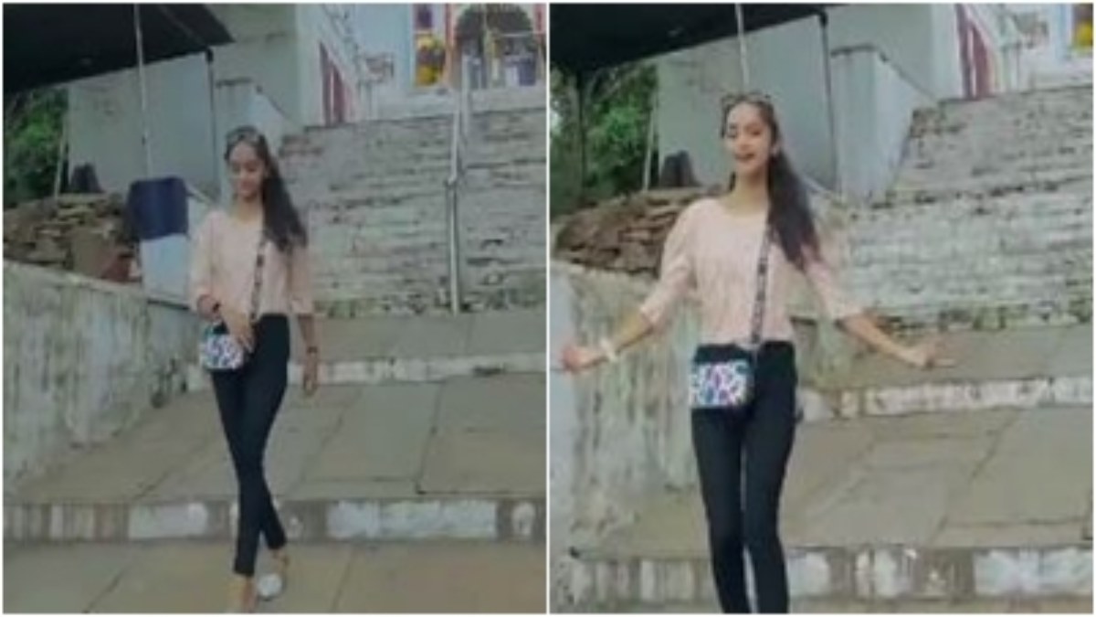 कलेक्ट्रेट के बाद अब मंदिर में युवती ने बनाई रील: ‘आंखें भी कमाल करती हैं’ गाने पर किया डांस, Video वायरल 
