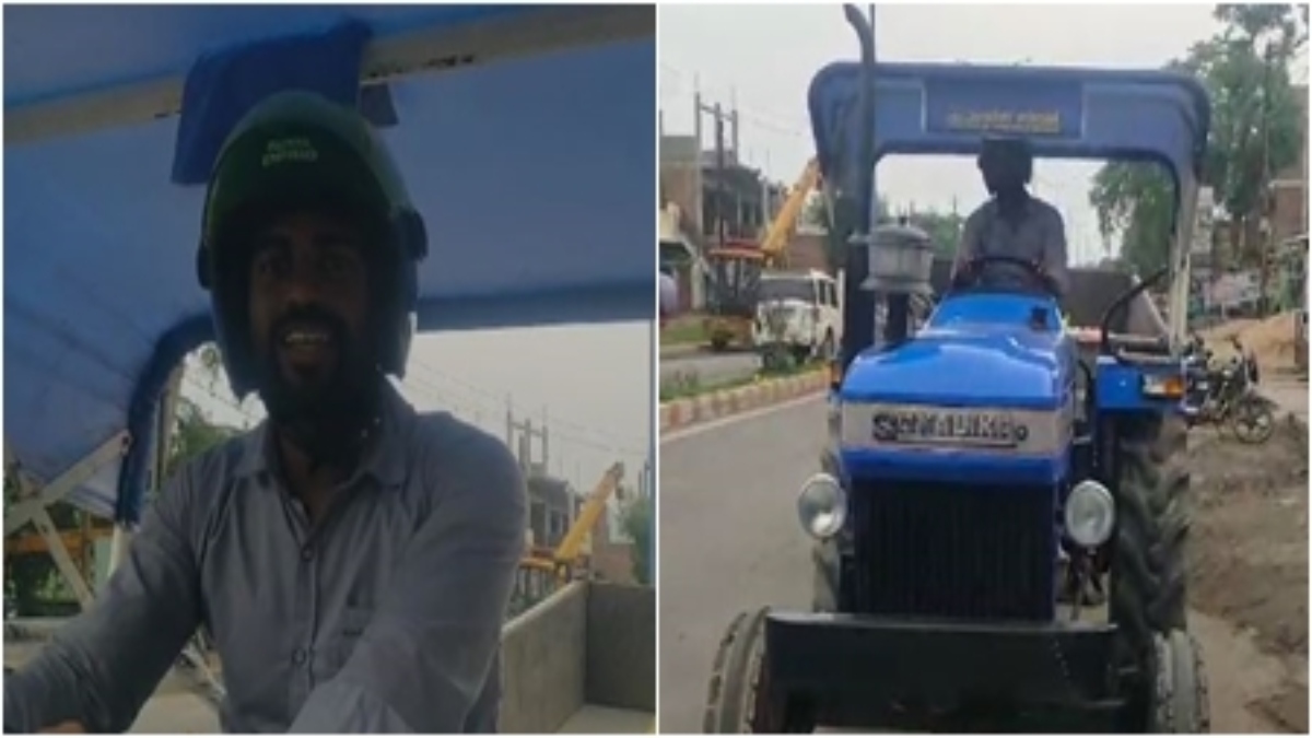 हेलमेट लगाकर ट्रैक्टर चलाता दिखा युवक, वजह जानकर रह जाएंगे हैरान, VIDEO वायरल