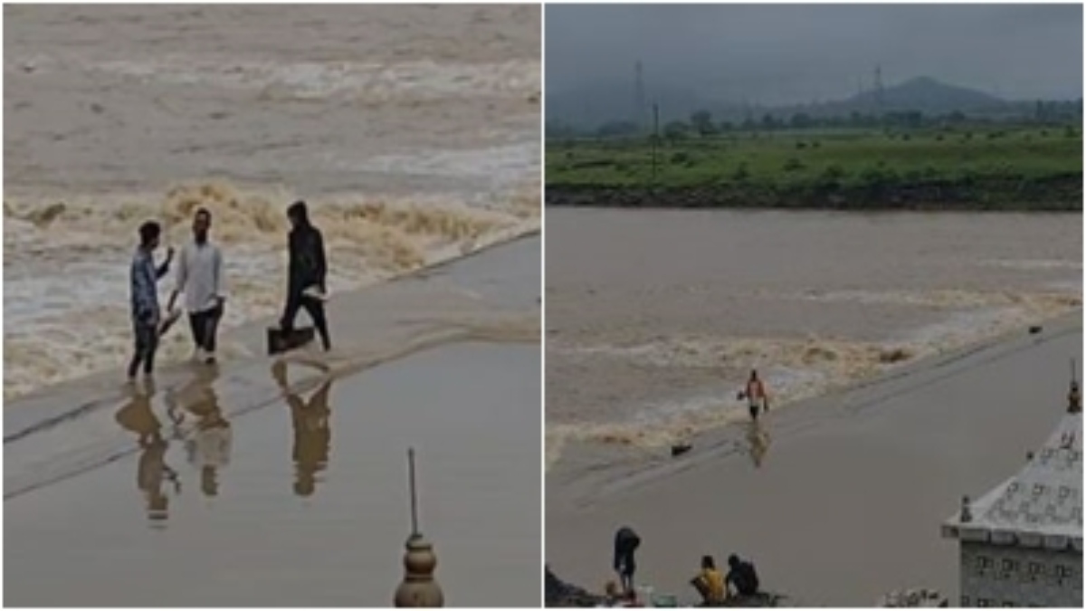 ऐसी लापरवाही जान पर पड़ेगी भारी: उफनती नर्मदा नदी पार करते नजर आए लोग, देखें VIDEO