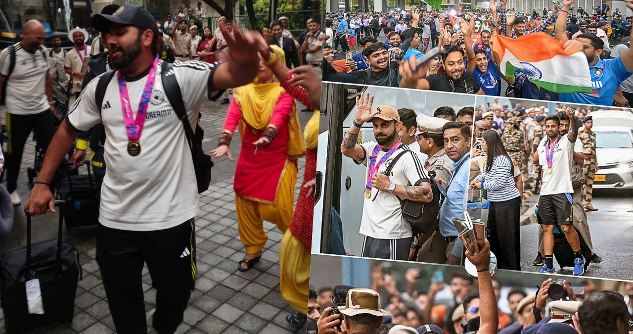 हाथ में खिताब, चेहरे पर मुस्कान, रोहित ने डांस से लूटी महफिल, दिल्ली में Team India का ग्रैंड वेलकम…