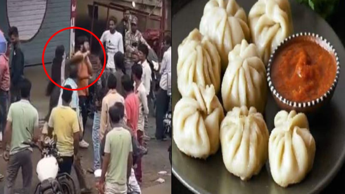 मोमोस का ठेला लगाने को लेकर मुक्केबाजी: महिला ने सरेराह युवक को पीटा, दबंगई का VIDEO वायरल