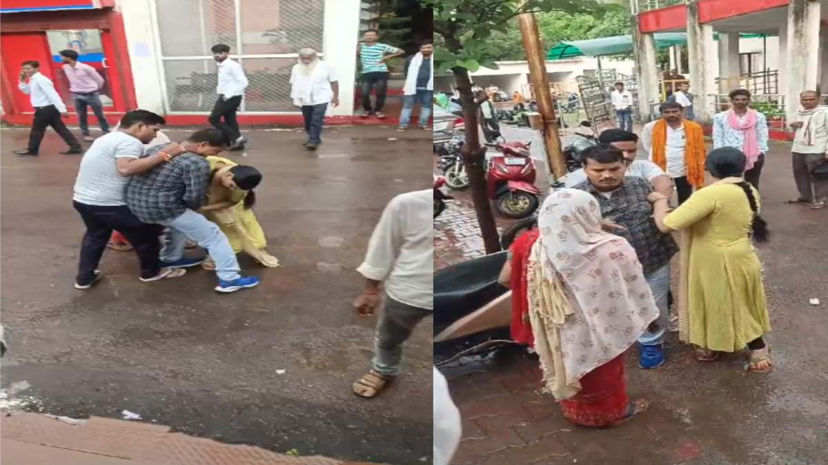 VIDEO: न्यायालय परिसर में पति-पत्नी के बीच छीना-झपटी, इस बात लेकर भिड़े दंपति