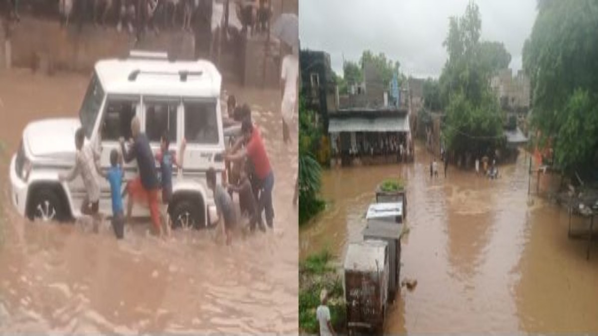 गांव बना टापू! घरों में भरा बरसात का पानी, निरीक्षण करने गए तहसीलदार की गाड़ी हुई खराब, ग्रामीणों ने लगाया धक्का, Video