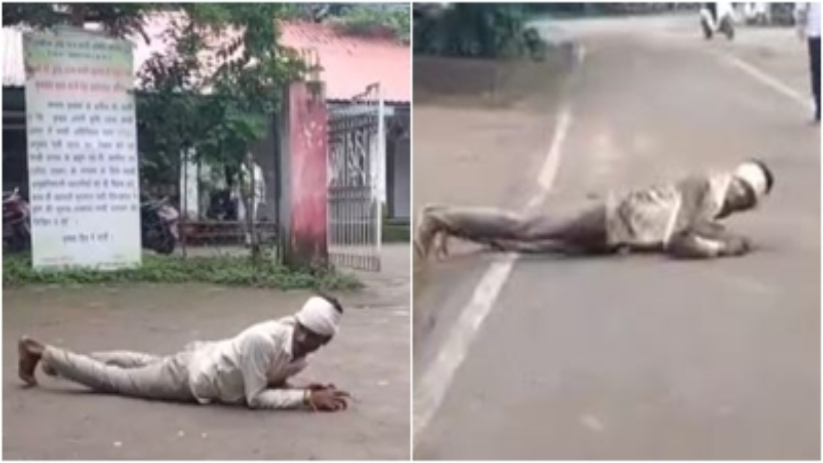 साहब… दबंगो से जमीन छुड़ा दो! कीचड़ से सनी सड़क पर लेटते हुए जनसुनवाई में पहुंचा किसान, कलेक्टर से लगाई गुहार