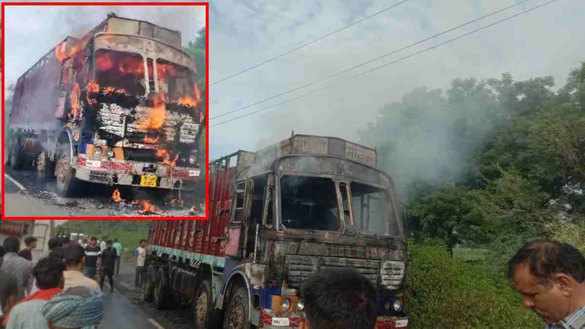 Neemuch News: शक्कर से भरे ट्रक में लगी आग, ड्राइवर ने कूदकर बचाई जान