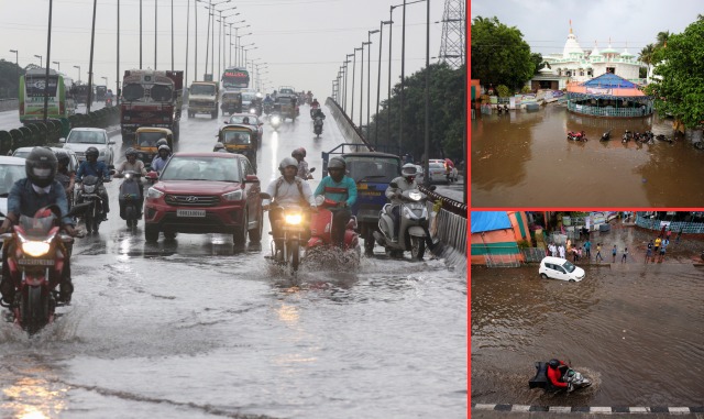 भुवनेश्वर : भारी बारिश के कारण जलभराव, वाहनों की आवाजाही प्रभावित