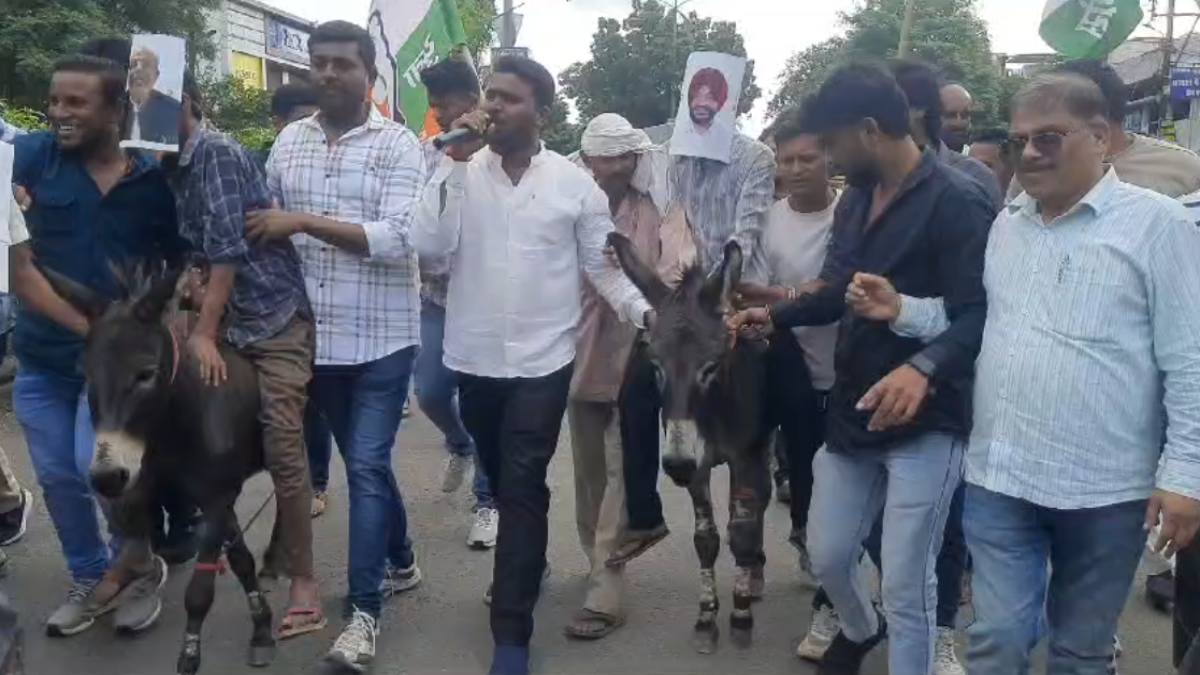 बीजेपी नेताओं के खिलाफ गधा यात्रा: केंद्रीय मंत्री रवनीत बिट्टू और मंत्री रघुराज सिंह का विरोध, कहा- इनकी जगह संसद-विधानसभा में नहीं, बल्कि गधों पर है