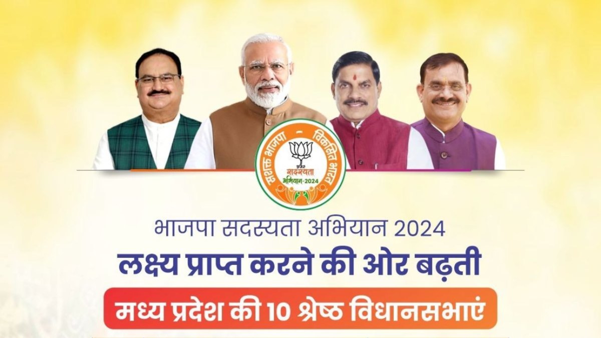 BJP के सदस्यता अभियान में इंदौर ने मारी बाजी: दूसरे नंबर पर मल्हारगढ़ तो जबलपुर की कैंट विधानसभा ने 53% के साथ संभाग में किया टॉप, देखें टॉप 10 सूची