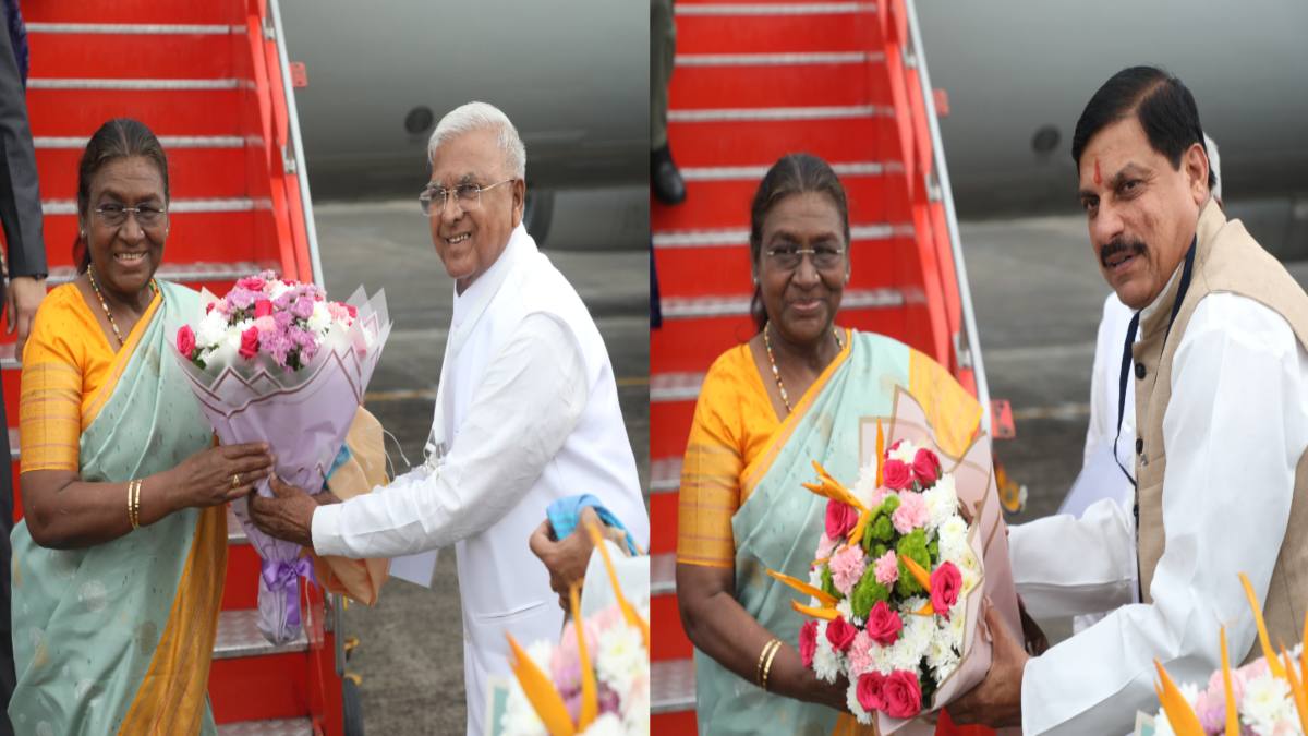 President Droupadi Murmu MP Visit: इंदौर पहुंचीं राष्ट्रपति द्रौपदी मुर्मू, राज्यपाल मंगूभाई पटेल और CM डॉ मोहन ने किया स्वागत