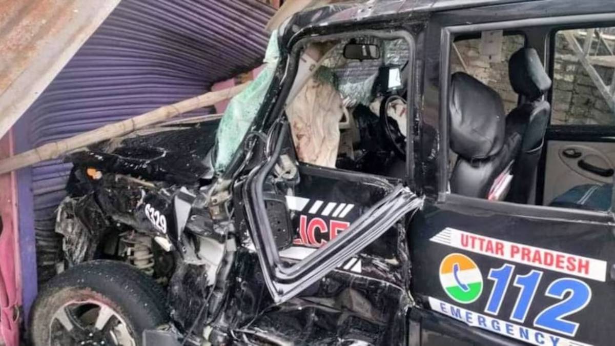 पुलिस की गाड़ी को रोडवेज बस ने मारी टक्कर, एक सिपाही की मौत, 2 घायल, राहगीर को भी रौंदा