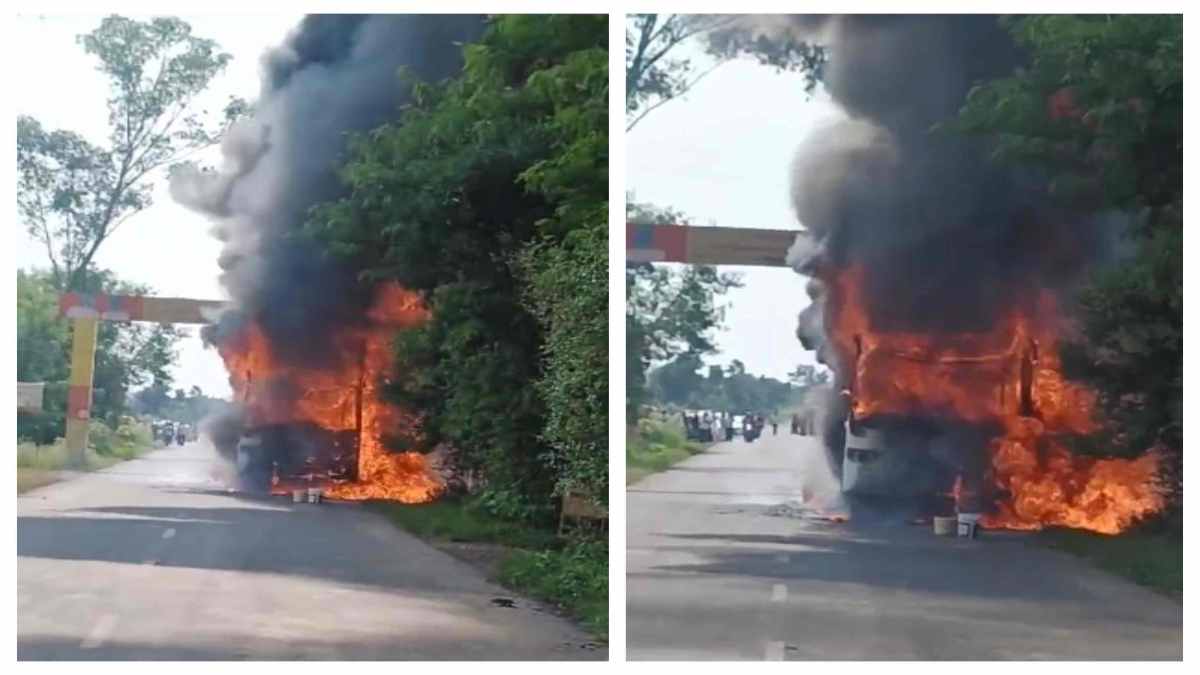 फटा टायर…फिर चलती बस बन गई आग का ‘गोला’, Burning Bus से एक-एक कर बचाई जान