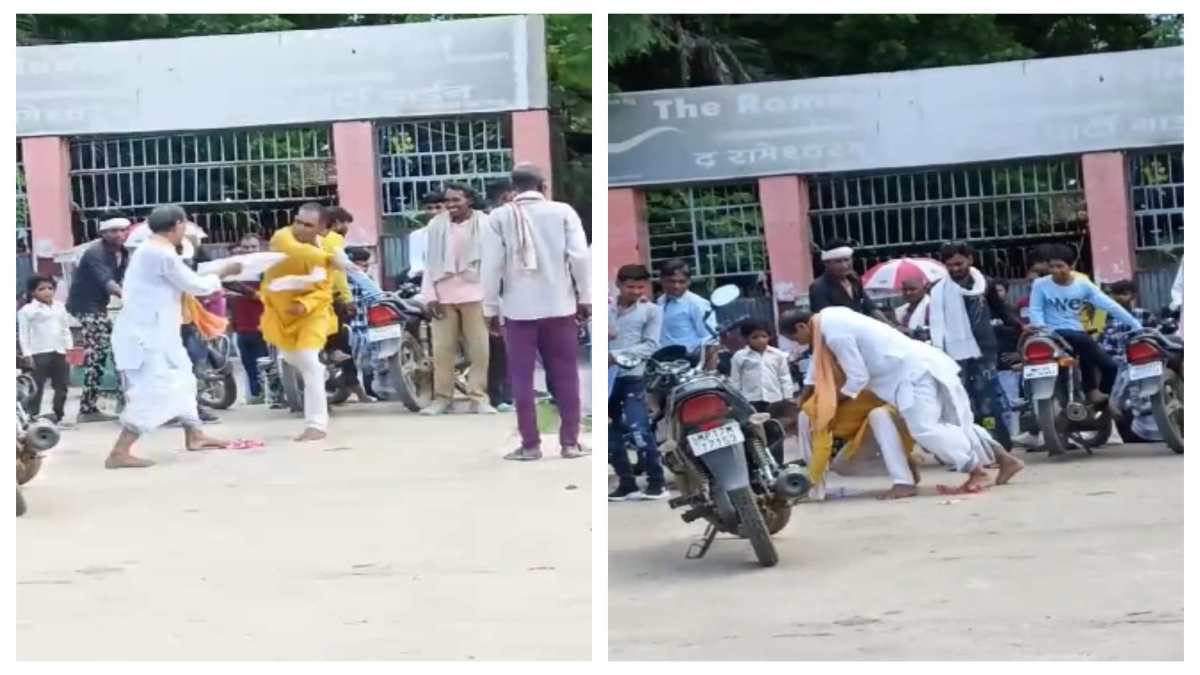 कथा सुनाने को लेकर दो पंडितों में सरेराह हुई मारपीट, वीडियो हुआ Viral