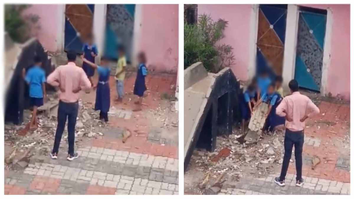 सरकारी स्कूल में शिक्षकों की मनमानी का Video Viral: स्टूडेंट्स के हाथों में किताब की जगह ‘पत्थर’