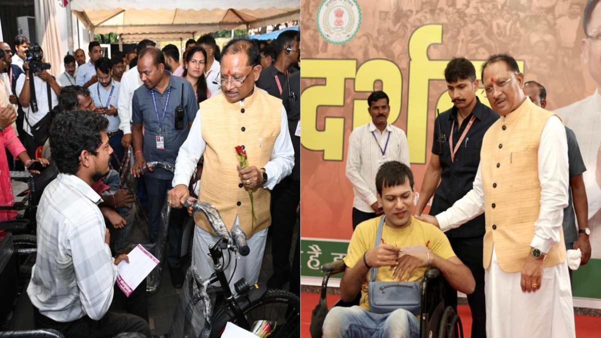 सीएम जनदर्शन: मुख्यमंत्री विष्णुदेव साय ने सुनी जनता की समस्याएं, ITI कर रहे राजूराम को मिली मोटराइज्ड ट्राइसाइकिल, तो दिव्यांग कलाकार को वाद्य यंत्रों के लिए सहायता राशि