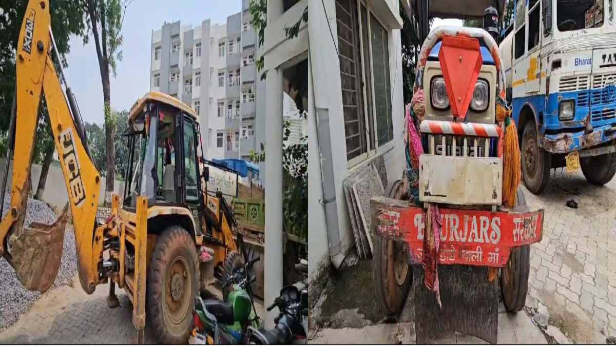 अवैध खनन पर प्रशासन की छापामार कार्रवाई: अधिकारियों को देख भागे गुर्गे, बुलडोजर और ट्रैक्टर-ट्राॅली जब्त