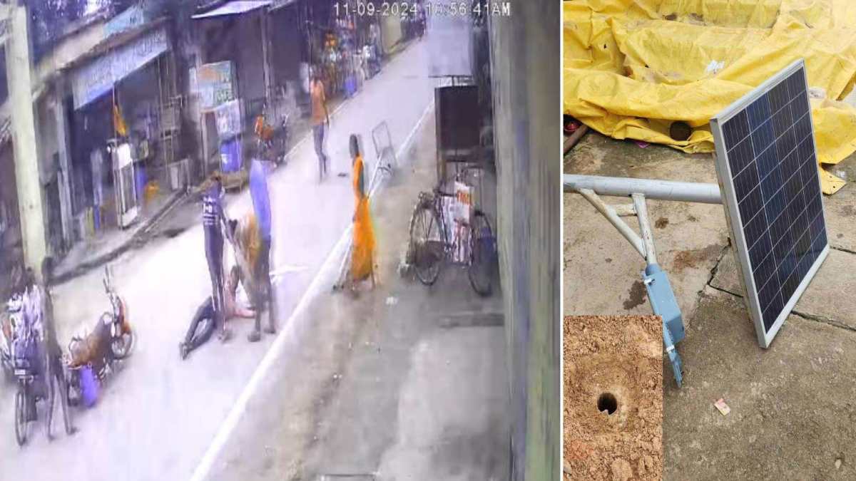 सड़क से गुजर रहे युवक के सिर पर गिरा सोलर लाइट का पोल, देखें VIDEO…