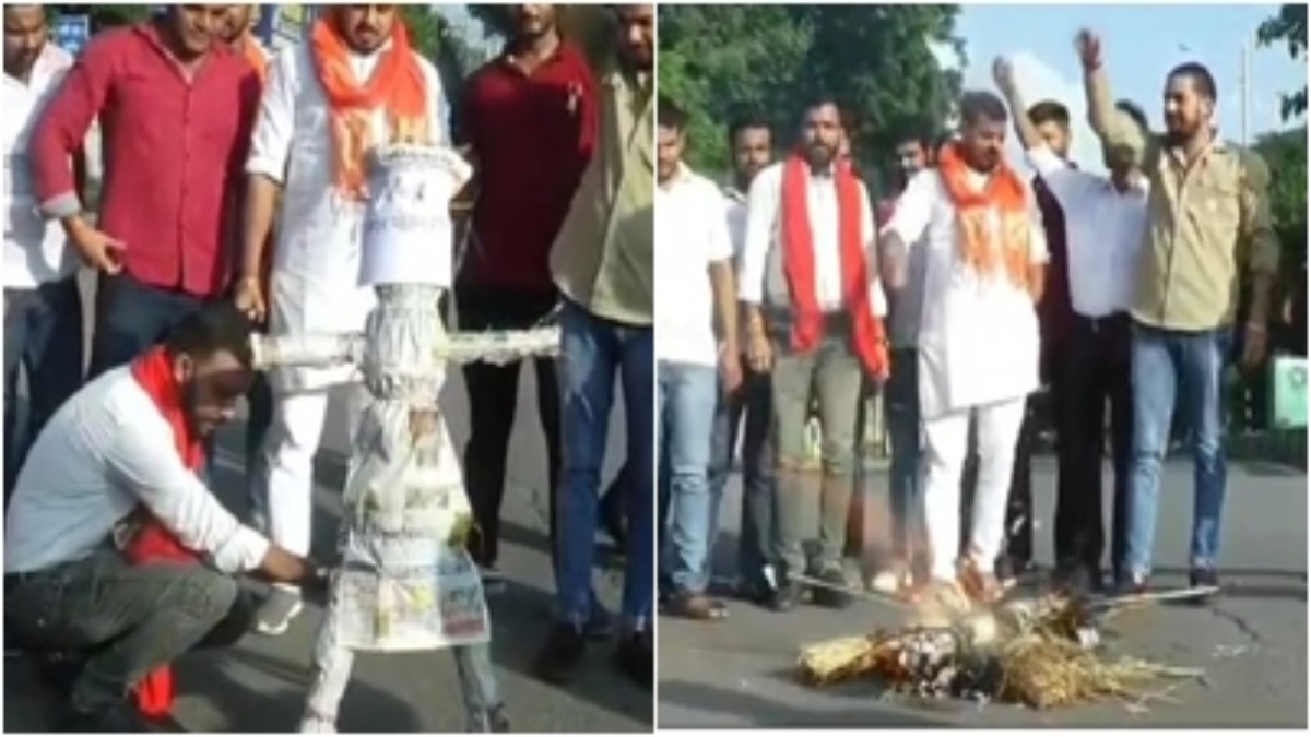 तिरुपति लड्डू प्रसादम विवाद: ग्वालियर में हिंदू संगठनों में आक्रोश, जगन मोहन रेड्डी का फूंका पुतला 