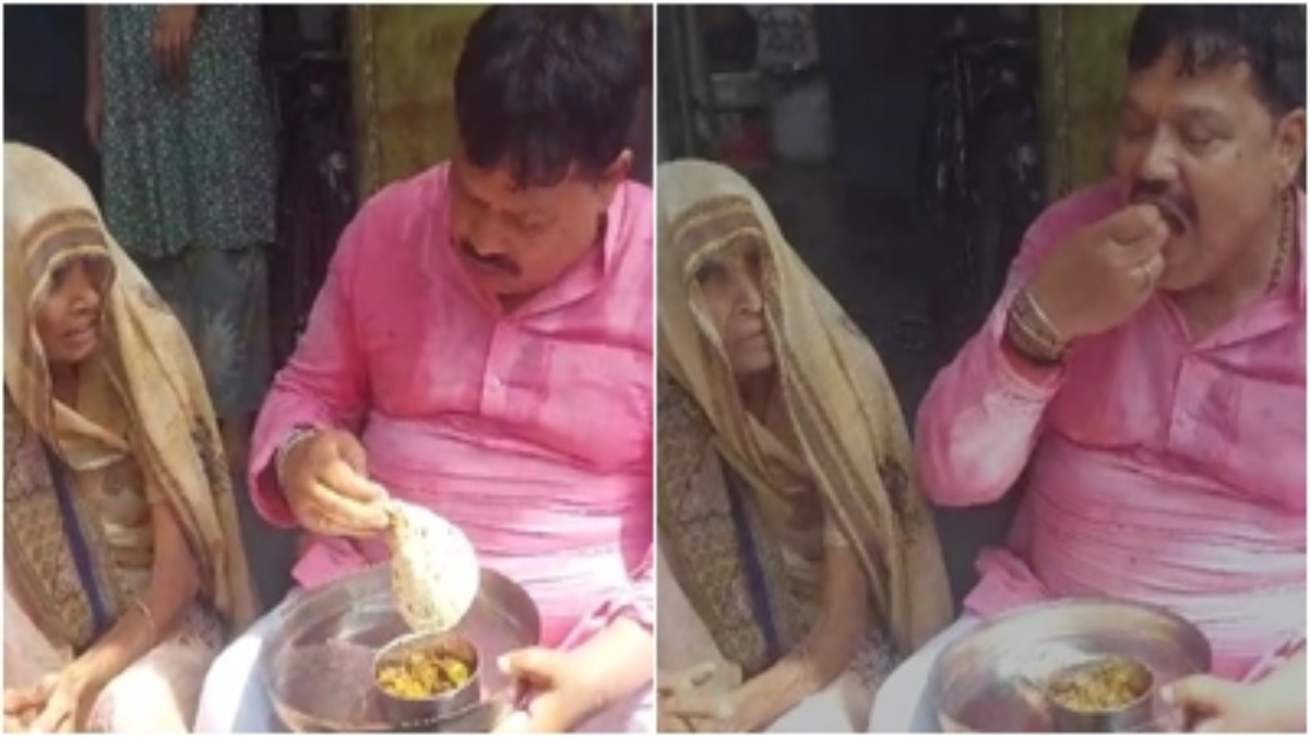 ऊर्जा मंत्री तोमर का दिखा अलग अंदाज: बुजुर्ग महिला के घर के दरवाजे पर बैठकर खाया खाना, Video वायरल   