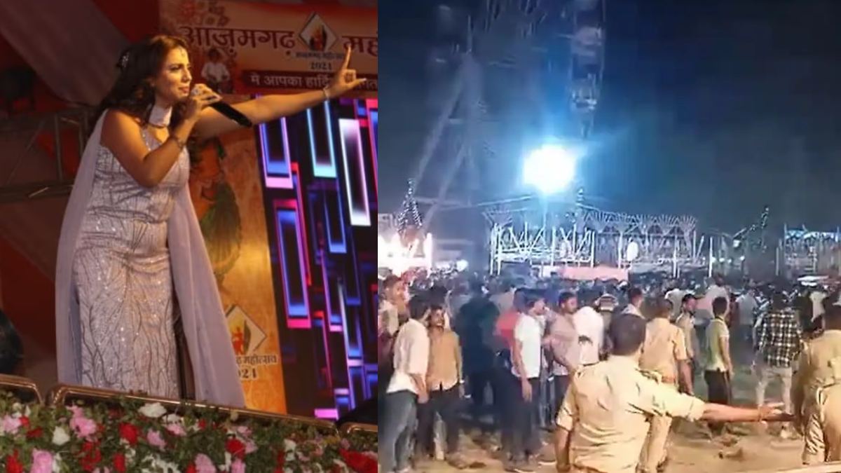 भोजपुरी स्टार अक्षरा सिंह के ठुमके लगते ही मचा बवाल, दर्शक फेंकने लगे जूते-चप्पल, पुलिस को करना पड़ा लाठी चार्ज, देखें Video