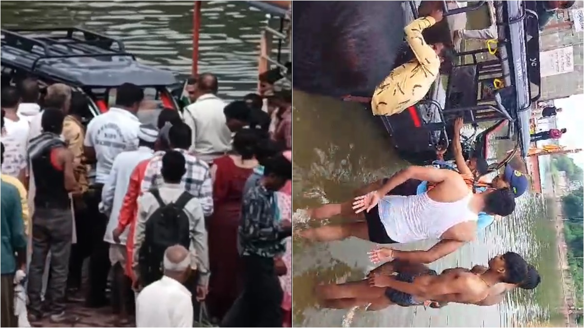 रिक्शा को चढ़ा नशा! खुद चलकर नदी में गिरा, ड्राइवर भी हैरान, देखें Video