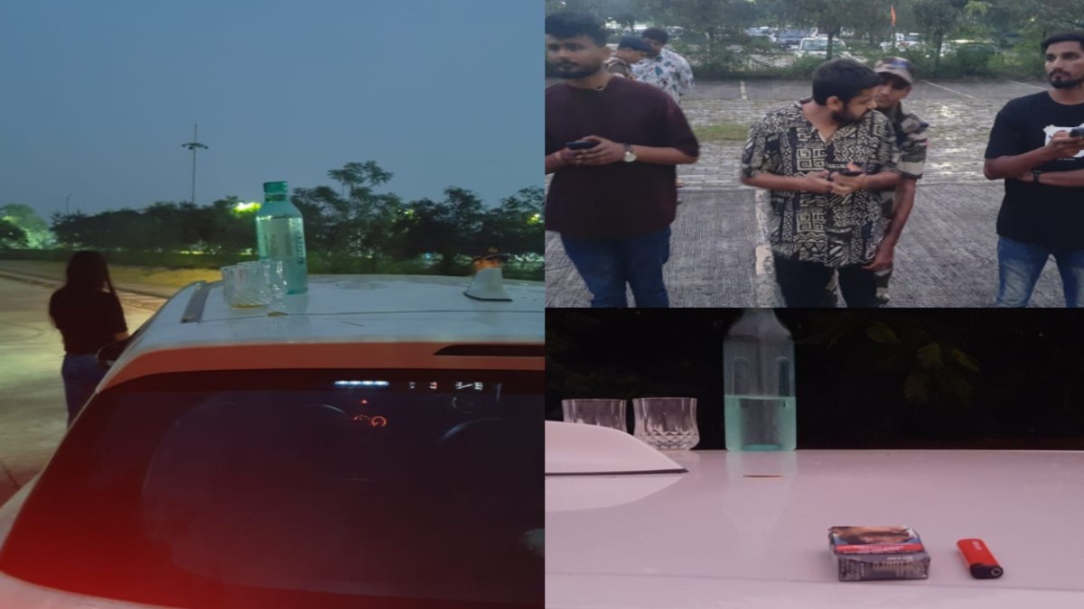 एयरपोर्ट की पार्किंग में युवती और 4 युवक कर रहे थे ये काम, क्यूआरटी टीम ने पकड़ा