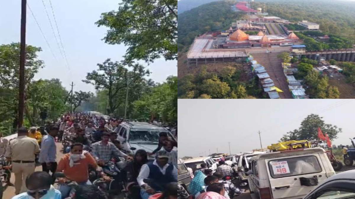 नवरात्रि पर सलकनपुर मंदिर में श्रद्धालुओं की उमड़ी भीड़: पहुंच मार्ग पर लगा जाम, हेलीपेड और मुख्य गेट पर 1 घंटे से भक्त परेशान