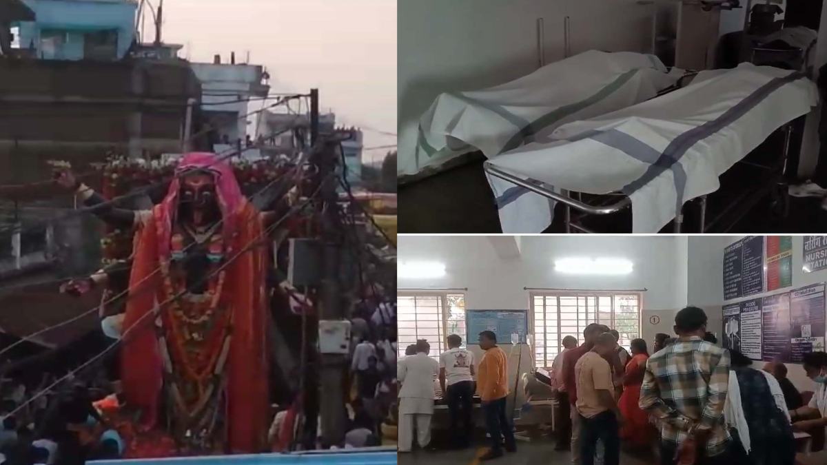 चल समारोह से पहले बड़ा हादसा: मूर्ति रखने के दौरान हाईटेंशन तार की चपेट में आया ट्राला, 3 की मौत, सात लोग घायल