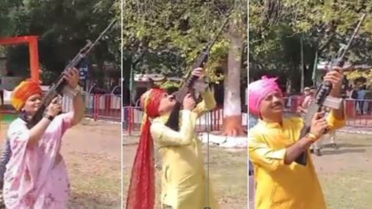 ग्वालियर दशहरा शस्त्र पूजन: डीआरपी लाइन में शस्त्रों की पूजा करने के बाद कलेक्टर सहित पुलिस अधिकारियों ने की हर्ष फायरिंग