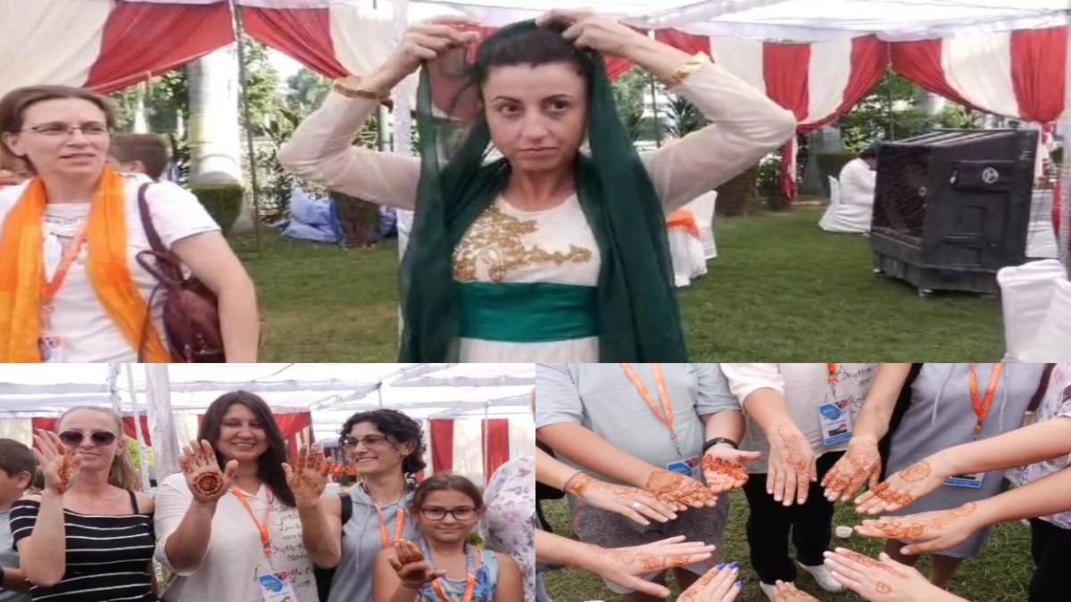 International Dance Festival: ग्वालियर पहुंचे विदेशी कलाकार, हाथों में लगाई मेहंदी, भारतीय परिधान भी खरीदा