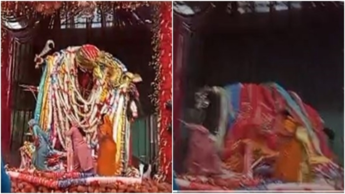 अचानक टूटकर नीचे गिरी माँ काली की प्रतिमा, मूर्ति खंडित होने से फूटा श्रद्धालुओं का गुस्सा, हिंदूवादी संगठन ने दुर्गा समिति के खिलाफ की कार्रवाई की मांग 