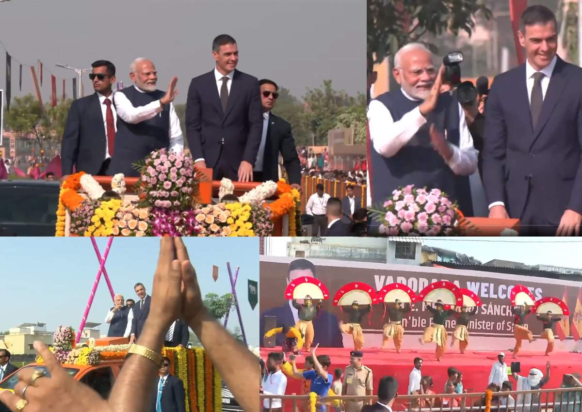 PM Modi-Pedro Sanchez Road Show: वडोदरा में पीएम मोदी और स्पेनिश पीएम पेड्रो सांचेज का रोड शो, दोनों ने टाटा एयरक्राफ्ट कॉम्प्लेक्स का उद्घाटन किया, मोदी बोले- पॉसिबिलिटी को प्रॉस्पैरिटी में बदलने के लिए सही पार्टनरशिप जरूरी