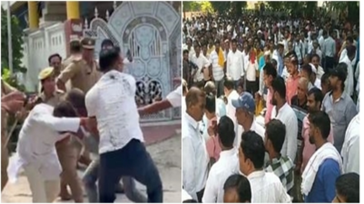 MLA थप्पड़ कांड: लखीमपुर में विधायक के समर्थकों ने DM ऑफिस घेरा, प्रशासन के खिलाफ जमकर की नारेबाजी