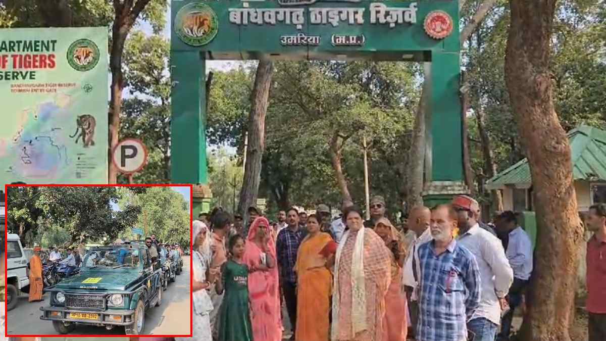 समर्थकों के साथ बांधवगढ़ टाइगर रिजर्व टिकिट काउंटर के गेट पर धरने पर बैठी विधायकः उनकी मांग को जू प्रबंधन ने बताया अनुचित