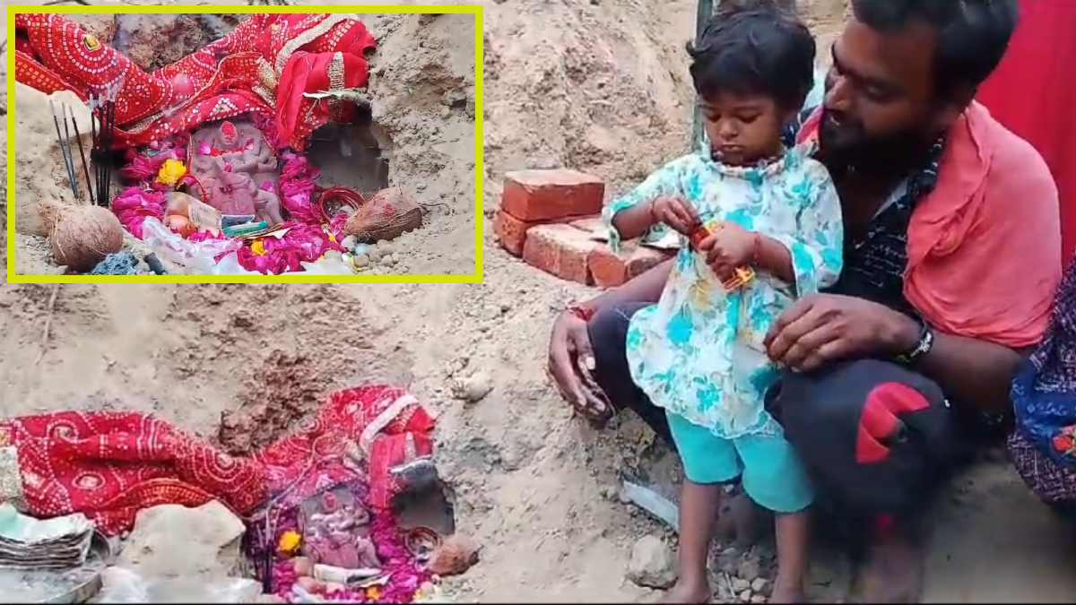 नवरात्रि में चमत्कार: तीन वर्षीय बालिका को सपने में दिखी मां की मूर्ति, खुदाई के दौरान निकली देवी की प्रतिमा, दर्शन के लिए श्रद्धालुओं की लगी भीड़