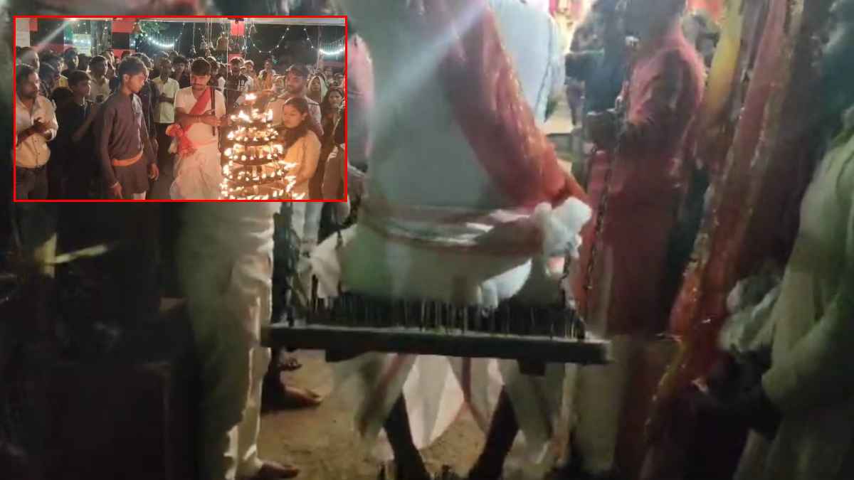 ‘बीरासन माता मंदिर’ में कांटों के झूले में बैठकर पांडा सुनता है भक्तों की फरियाद, देर रात होती है महाआरती, कलचुरी शासन काल से जुड़ा है मंदिर