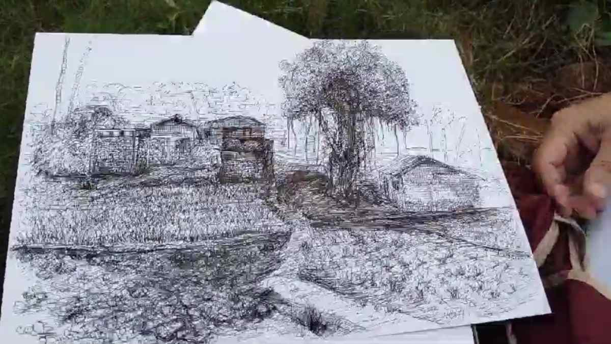जापानी पर्यटक ने कैनवास में उतारी भारतीय संस्कृति,कहा- हिंदी में आकाशवाणी सुनना और लता मंगेशकर के गाने बहुत पसंद