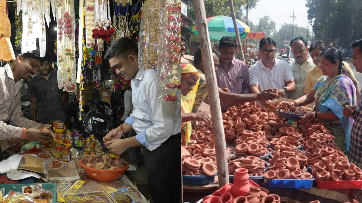 केंद्रीय राज्य मंत्री ने बाजार पहुंचकर खरीदा मिट्टी का दीया: लोगों से की ‘Vocal for Local’ की अपील, कलेक्टर ने भी खरीदे बर्तन