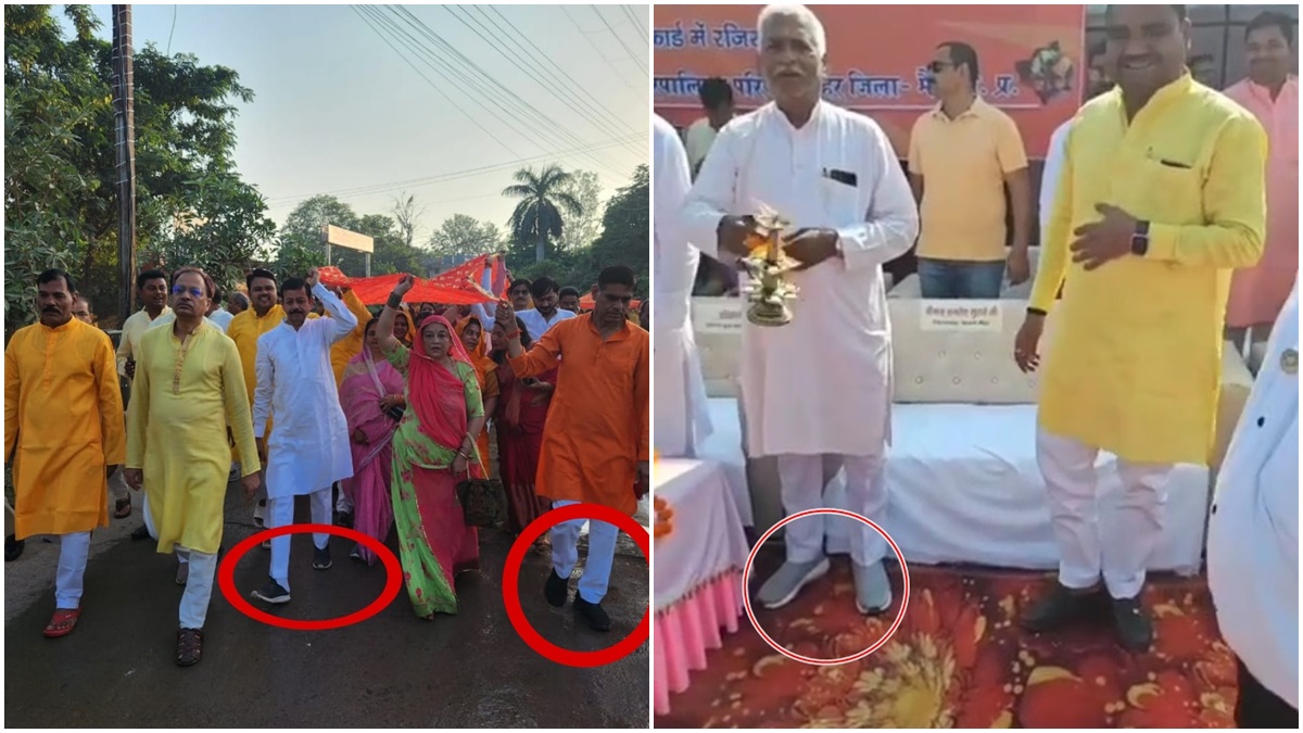 चूनर यात्रा में जूता पहनकर चले BJP विधायक, कांग्रेस समेत संतों ने जताई नाराजगी, कहा- ऐसा करने वालों के अंदर श्रद्धा नहीं प्रदर्शन