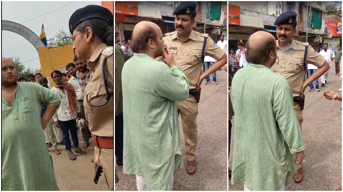 दिग्विजय सिंह के भतीजे ने TI और SDOP को दी धमकी: सिगरेट पीकर पुलिसकर्मी के मुंह पर छोड़ा धुएं का कश, कहा- ‘बेटा मामला गरम हो गया है, चुप बैठ…’ Video Viral