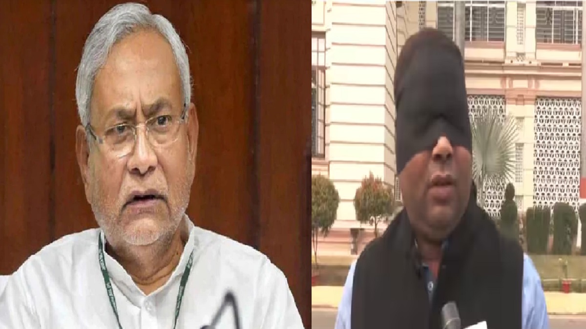 ‘मैं हूं अंधा सुशासन बाबू’, आंखों पर काली पट्टी बांधकर विधानसभा पहुंचे RJD विधायक ने नीतीश सरकार पर जमकर बोला हमला