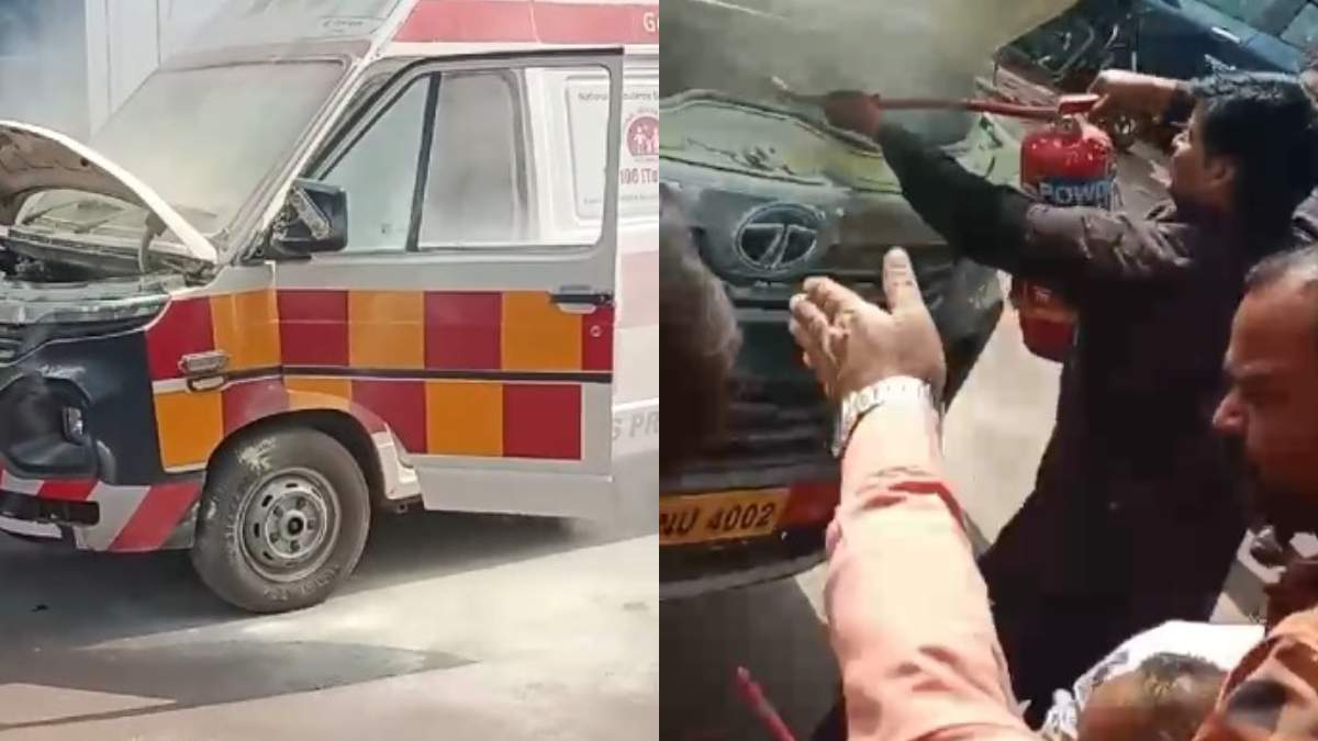 Guna News: जिला अस्पताल के सामने 108 एम्बुलेंस में लगी आग, मची अफरा-तफरी