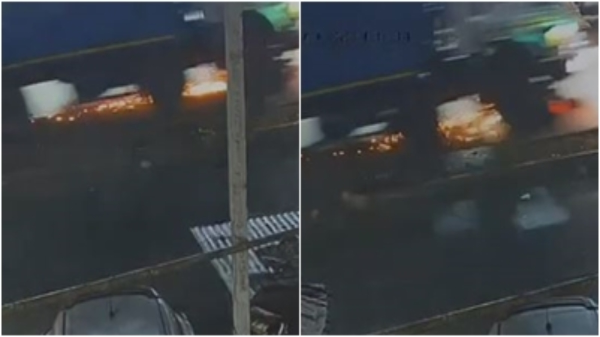 Accident का Live Video: तेज रफ्तार डंपर ने बाइक को 100 मीटर तक घसीटा, युवक की दर्दनाक मौत   