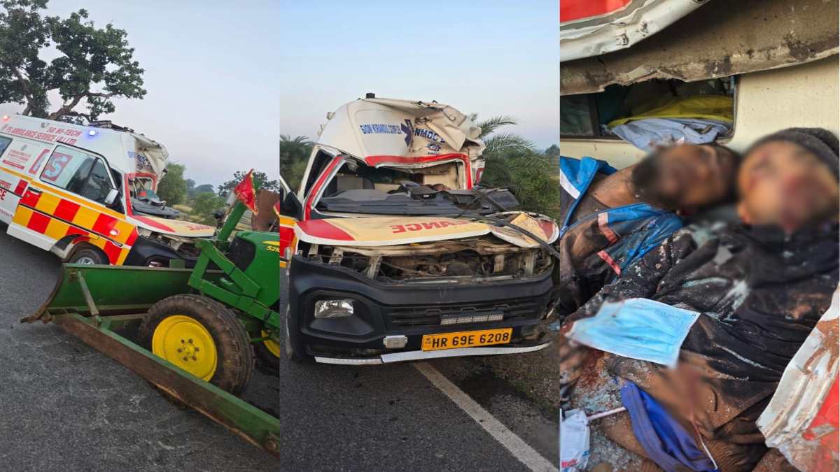 भीषण सड़क हादसा: ट्रक से भिड़ी एम्बुलेंस, 2 मेडिकल स्टाफ की मौके पर हुई मौत, 6 की हालत गंभीर 