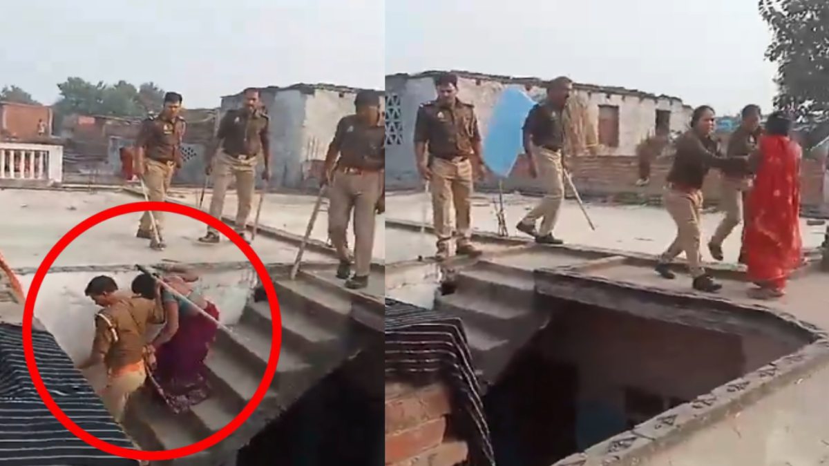 खाकी की गुंडागर्दी! पुलिस ने महिला को बाल पकड़कर खींचा, देखती रही महिला कॉन्स्टेबल, यही है UP सरकार का महिलाओं के प्रति सम्मान?