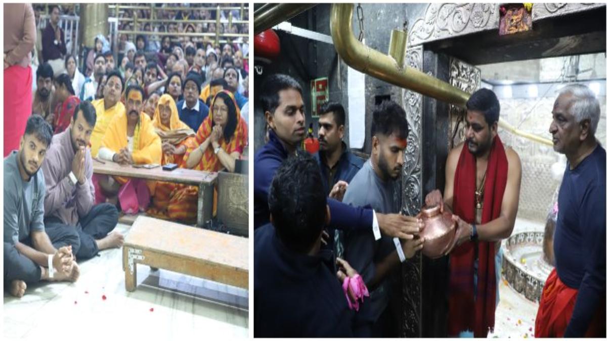 बाबा महाकाल के दर्शन करने पहुंचे भारतीय क्रिकेटर मयंक और यश: भस्म आरती में हुए शामिल, जलाभिषेक भी किया