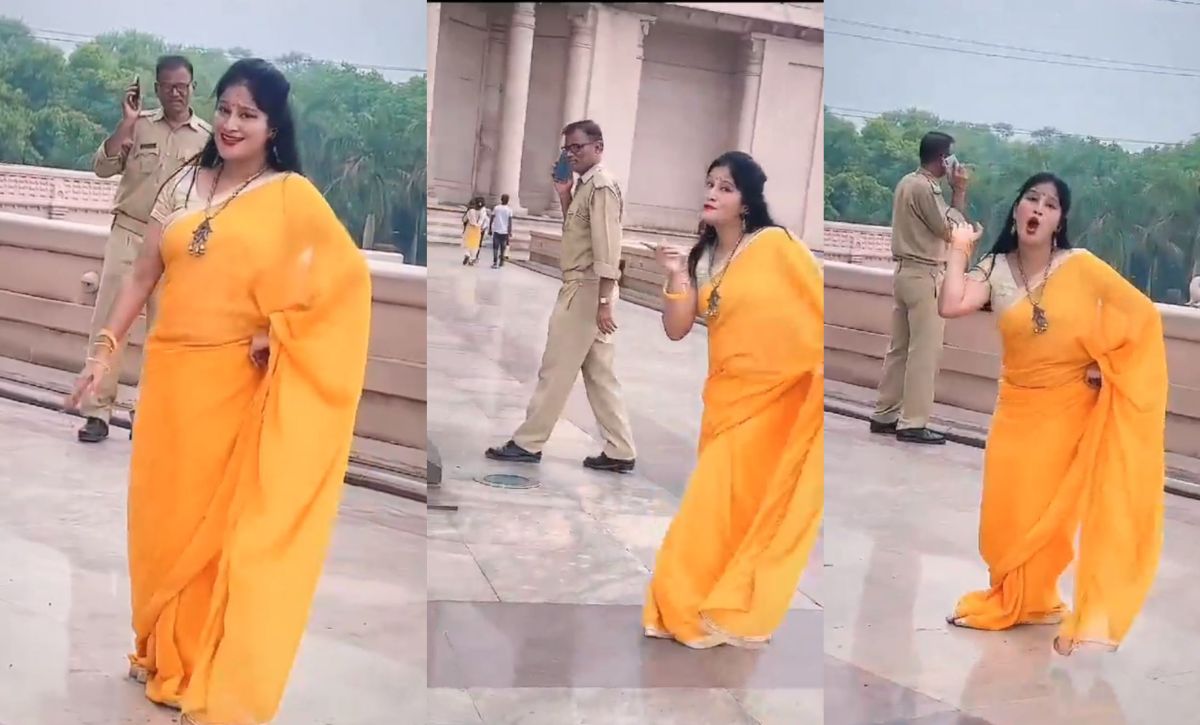Viral Video: पीली साड़ी वाली भाभी पुलिस वाले के साथ जबरन डांस करने लगी, परेशान हो भाग निकला जवान- Pili Saree Wali Bhabhi Bold Dance