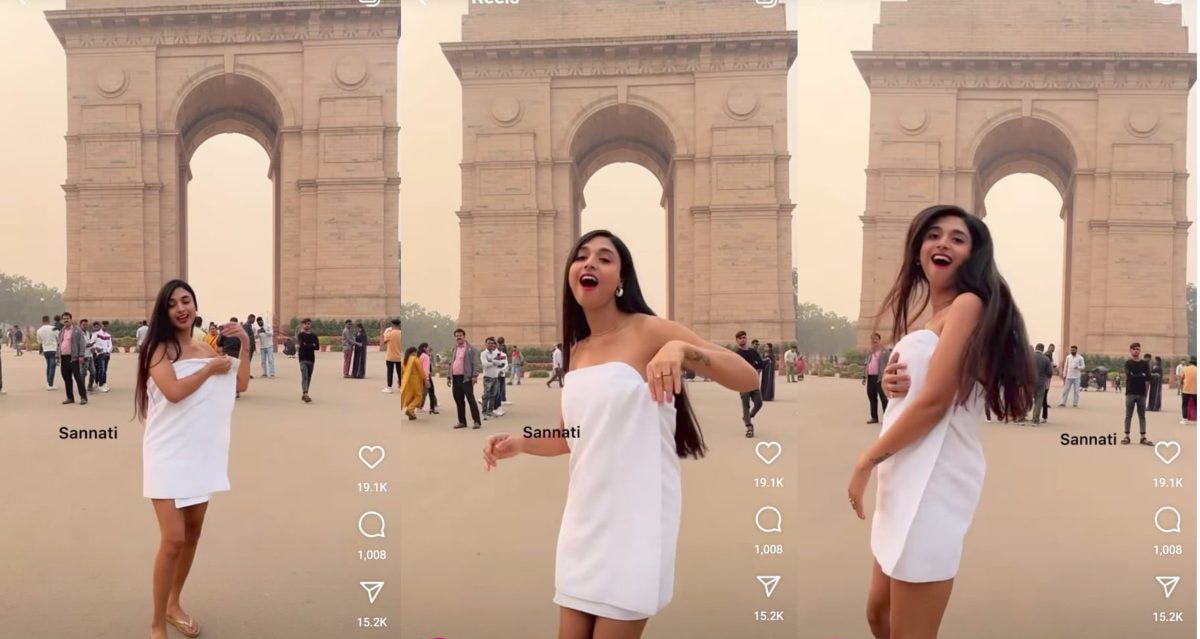 इंडिया गेट पर लड़की ने ‘सारी हदें कर दीं पार…,’ तौलिया लपेटकर किया डांस, वीडियो देखकर हो जाएंगे पानी-पानी- Sannati Mitra Viral Video